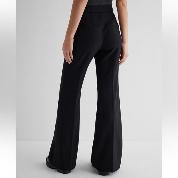 Express Editor High Waisted Flare Trouser - 8R - Black - Picture 3 of 8